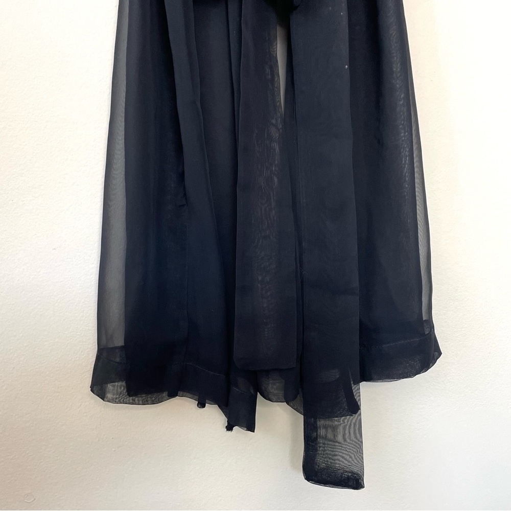 Vintage Black Silk Chiffon & Lace Lingerie Robe Size Small - Picture 4 of 15